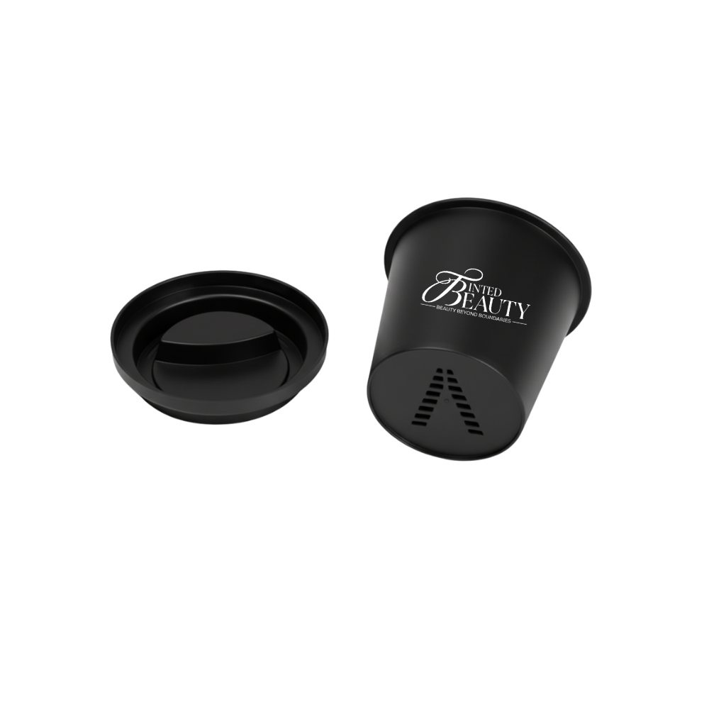 Dual-End Beauty Sponge with Storage Cup | Black